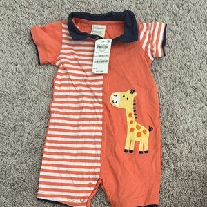 Little Me Orange Striped Giraffe Romper